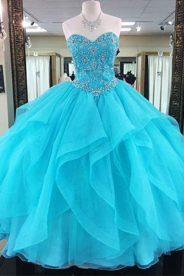 Sleeveless Light Blue Ball Gown Quinceanera Dress