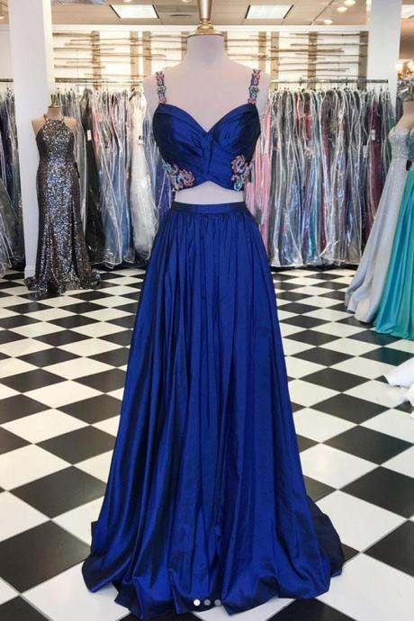 Royal Blue Two Pieces Prom Dress