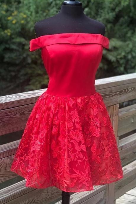 Off The Shoulder Red Homecoming Dress