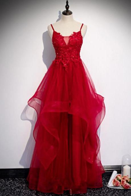 Spaghetti Straps Long Red Formal Occasion Dresses