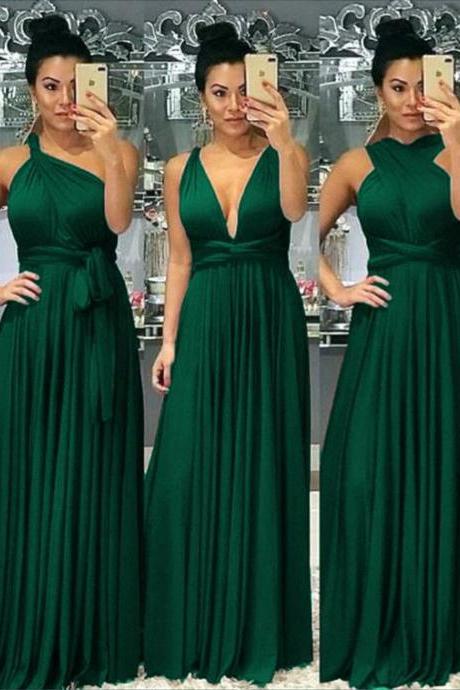 Emerald Green Convertible Formal Occasion Dress
