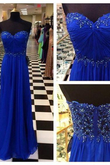Sleeveless Royal Blue Prom Dress