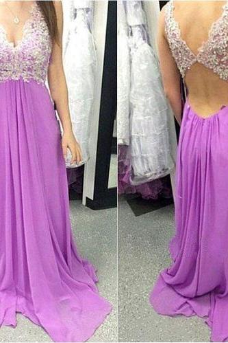 Lilac Prom Dress With Keyhole Back