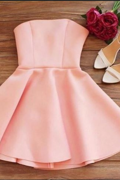Strapless Pink Homecoming Dress