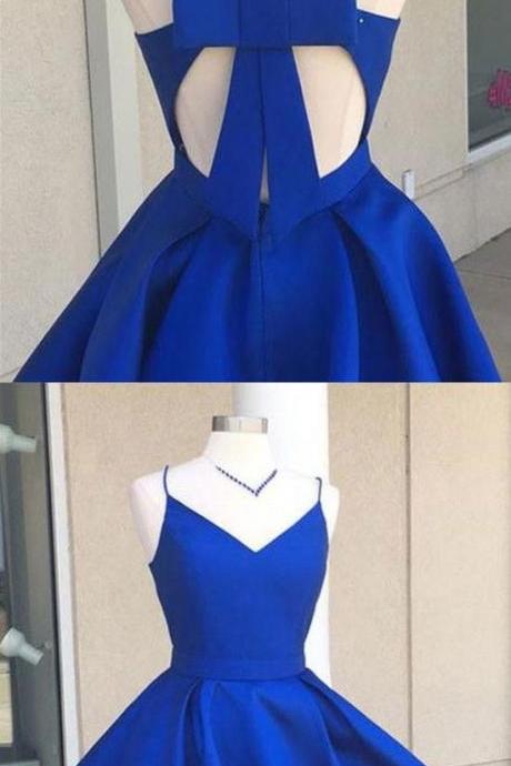V Neck Short Royal Blue Homecoming Dress