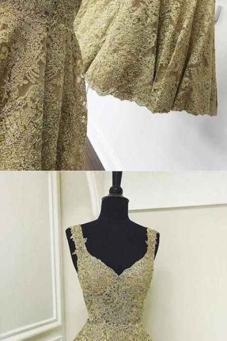 Gold Lace Homecoming Dress