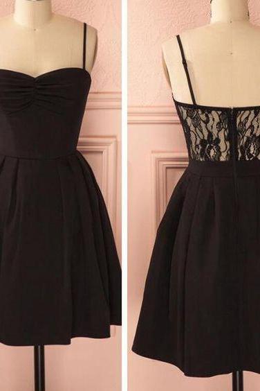 Short Black Homecoming Dress With Adjustable Straps