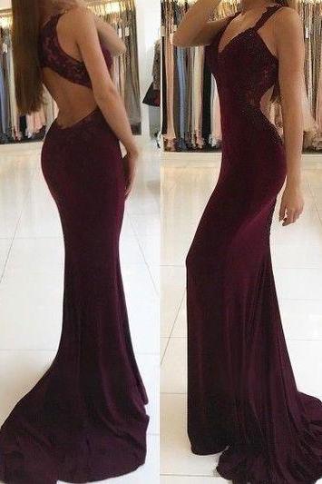 Sheath Prom Dress With Open Back
