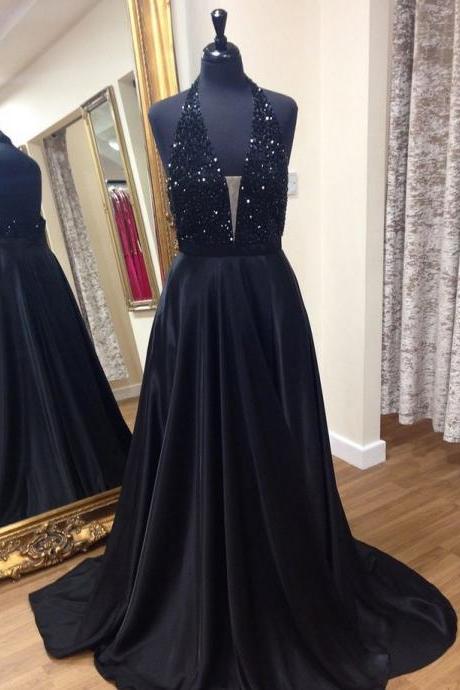 Halter Black Prom Dress