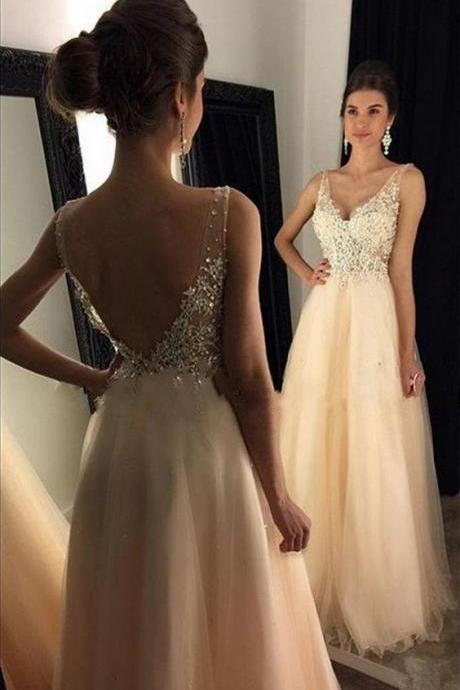 Appliqued Illusion Bodice Long Prom Dress