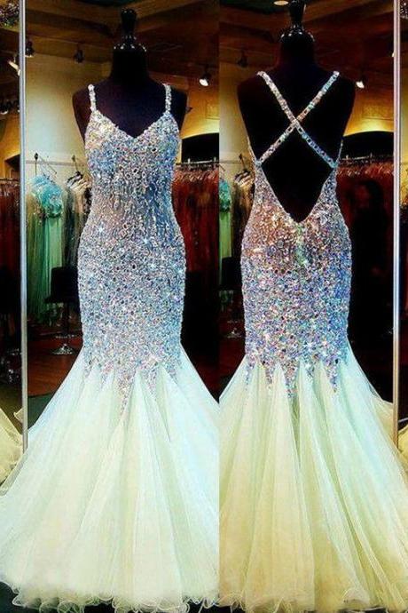 Sparkly Mermaid Prom Dress with Crystals Pageant Dress