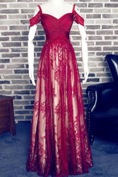 Cold Shoulders Floor Length Evening Dress With Twisted Bodice