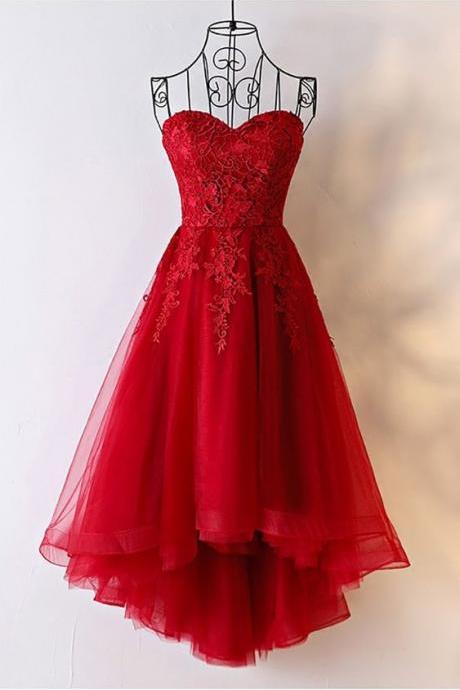 Sweetheart Neckline Short Red Party Dress
