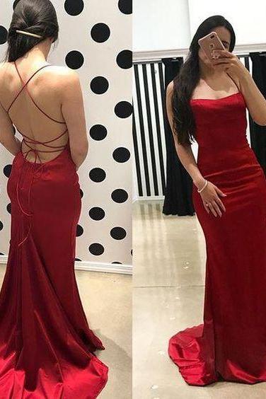 Scoop Neck Simple Long Pageant Dress Backless Prom Dress