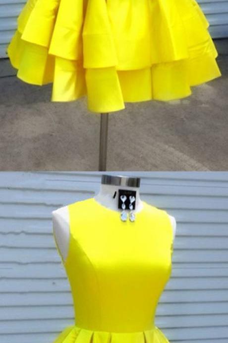 Short Yellow Homecoming Party Dress Dress Semi Formal Dress