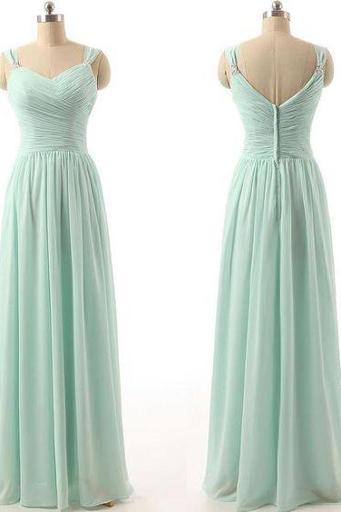 Floor Length Long Chiffon Formal Occasion Dress With Pleated Bodice