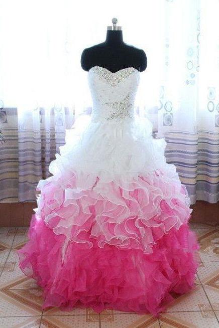 Two Tone Ruffled Ball Gown Quinceanera Dresses