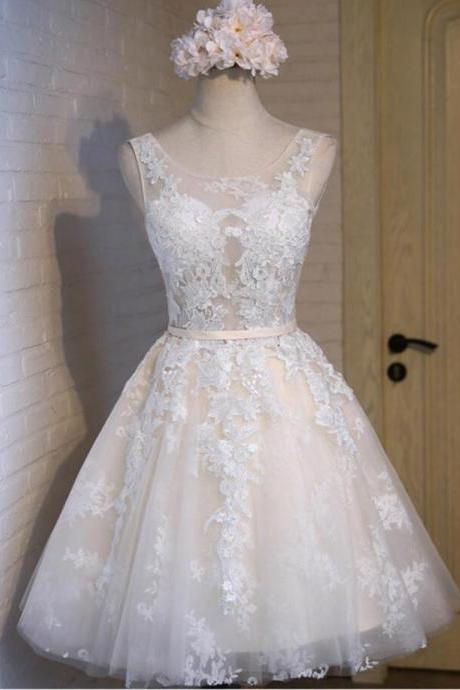 Illusion Bodice Short Wedding Dress