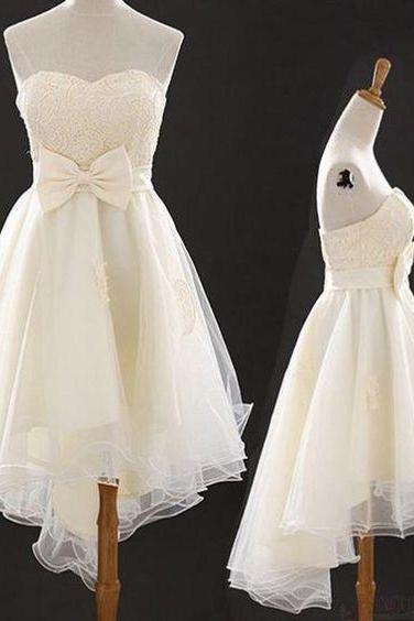Ivory High Low Homecoming Party Dress