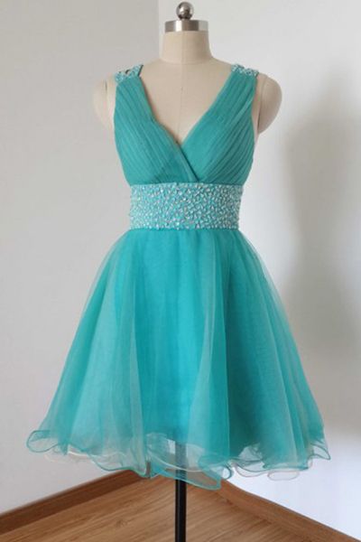 V Neck Short Homecoming Dress With Criss-cross Straps