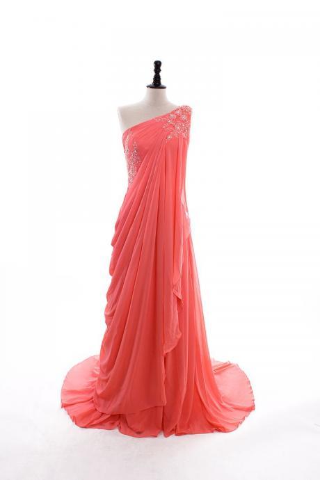 One Shoulder Long Evening Gown Pageant Dress