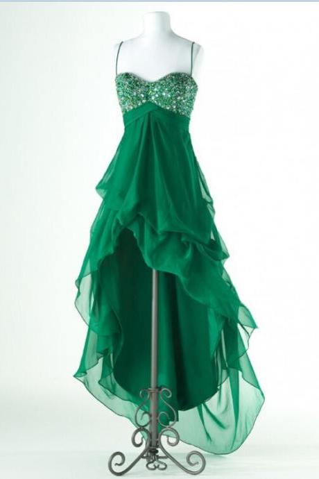 Sweetheart Straps Beaded Ruffles Tiered Prom Dress WU1343