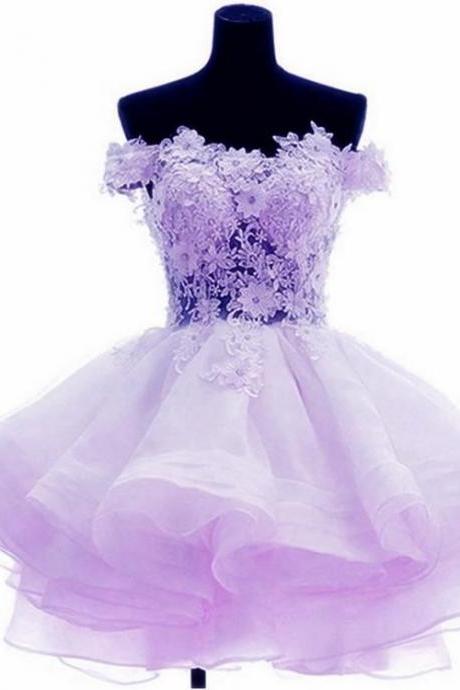 Off The Shoulder Lavender Short Party Dress