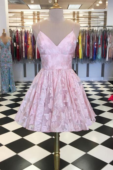 Short Hoco Party Dress With Doubled Straps