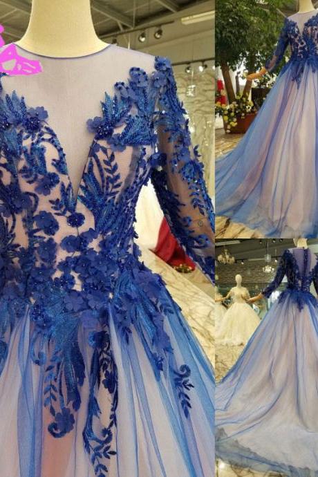 Sheer Neck Evening Gown Pageant Dress with Long Sleeves Formal Occasion Wear