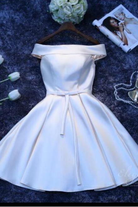 Off The Shoulder Short Satin Homecoming Dress Hoco Party Dress