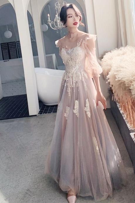 Half Sleeves Asian Style Long Evening Gowns Pageant Dresses
