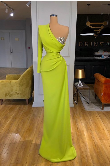 One Shoulder Long Sheath Evening Gown