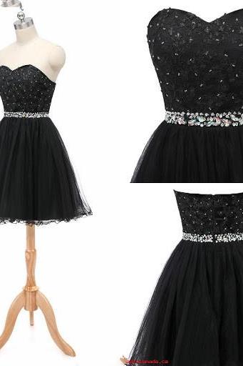 Sleeveless Black Hoco Party Dress Homecoming Dresses