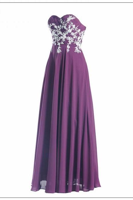 Sleeveless Purple Evening Gown Pageant Dress With Embroidery