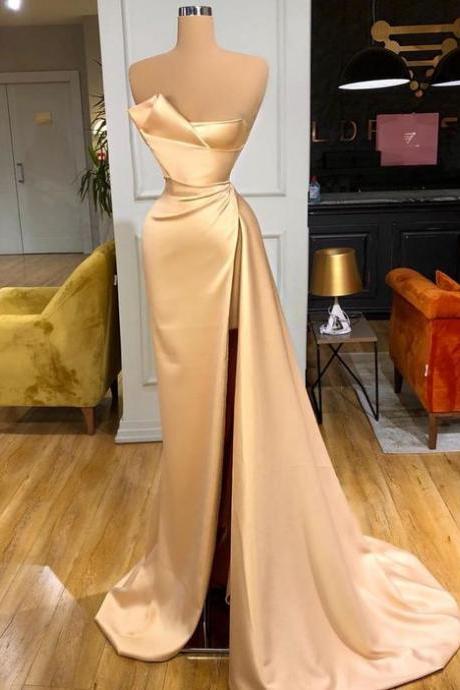 Sleeveless Pageant Dress With High Slit Long Evening Gown