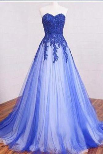 Sleevless Long Evening Gown Pageant Dress With Appliques Bodice