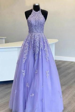Halter Lace Prom Dresses
