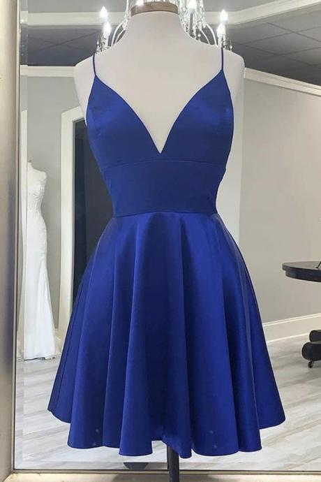 Short Royal Blue Hoco Party Dress