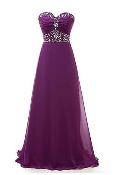 Sleeveless Purple Long Evening Dress Formal Occasion Pageant Gown