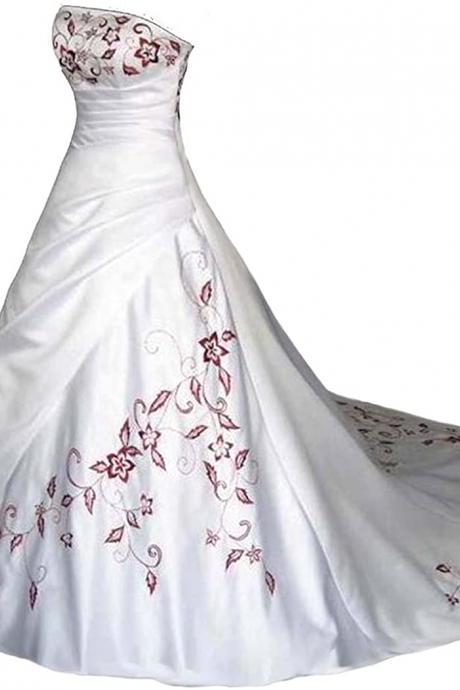Strapless Embroidered Wedding Dress