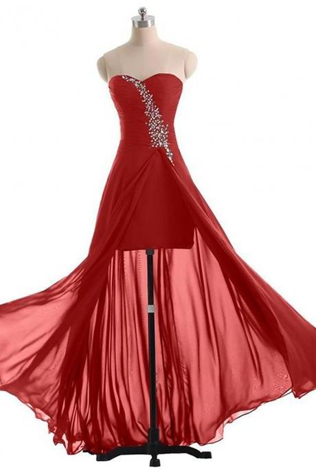 Red Chiffon Evening Dresses Women Formal Occasion Pageant Dress