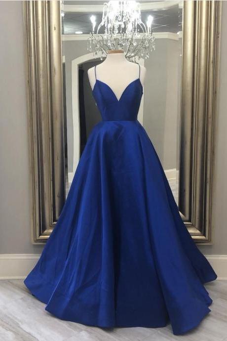 Dark Blue Simple Long Prom Dresses Pageant Evening Gown