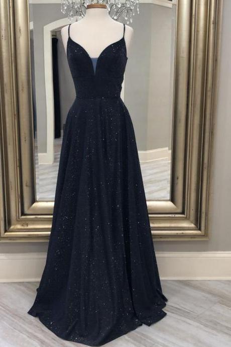 Black Evening Dresses Long Sequin Prom Dress