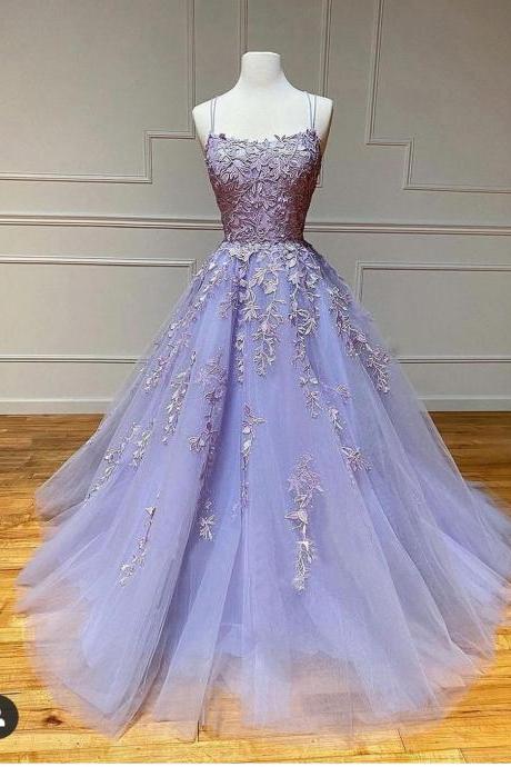 A-line Tull Prom Dresses Lace Evening Gown