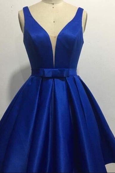 Royal Blue Satin Homecoming Dresses Party