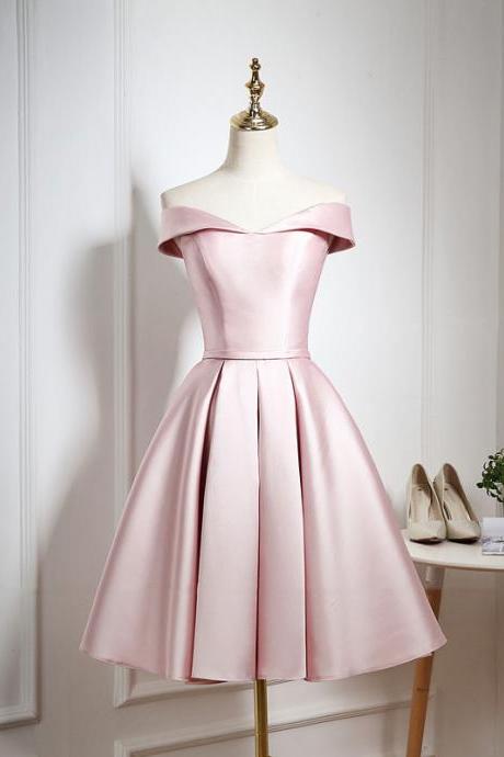 Off Shoulder Nude Pink Short Hoco Party Dresses Homecoming