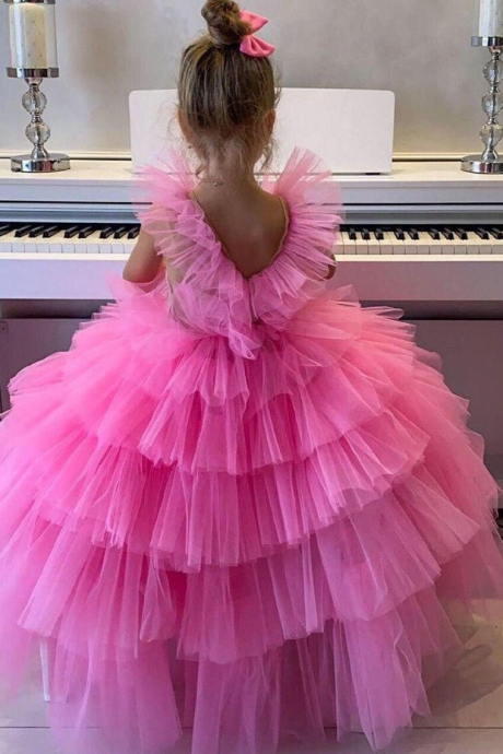Pleated Tulle Girl Pageant Dresses Birthday Wear Formal Occasion Wear