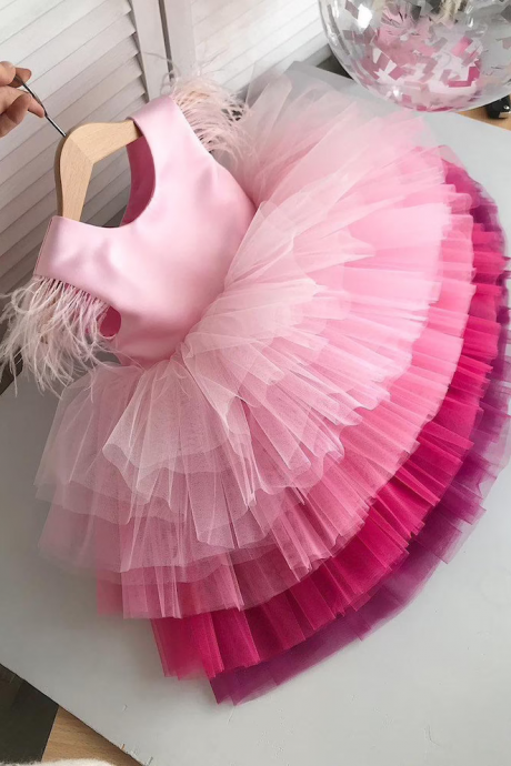 Multi-color Tulle Tutu Girl Dress Pageant Birthday Party