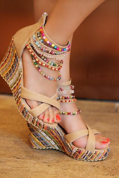 Wedge Heels Ankle Straps Women Shoes