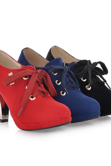 Lace-up Chunky Oxford Pumps Women Shoes Platform Boots
